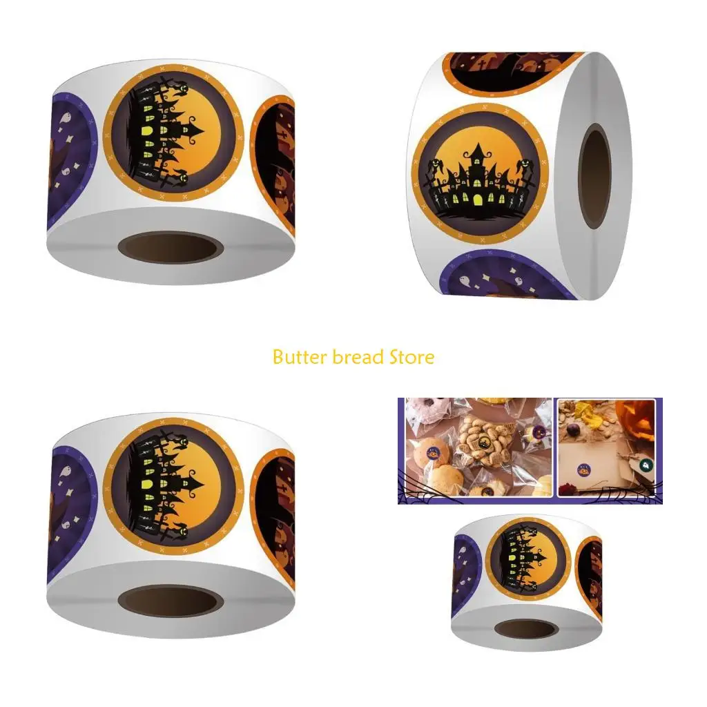 W89C Halloween Sticker Labels Decorative Sticker Pumpkin Sticker Scrapbook Sticker