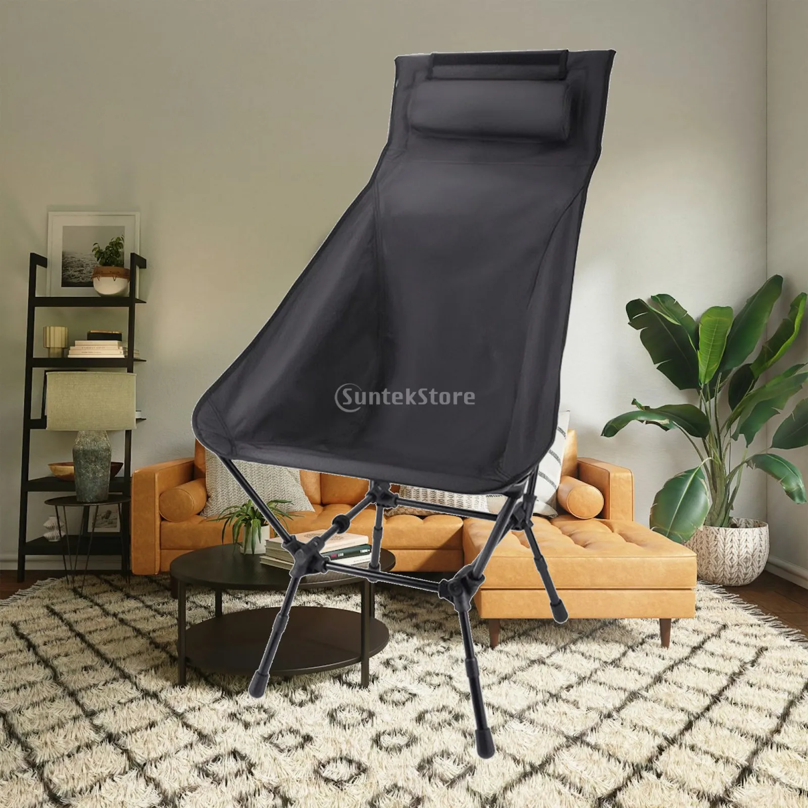 Durable Folding Moon Chair with Carry Friendly Design for Camping Fishing Park Relaxation