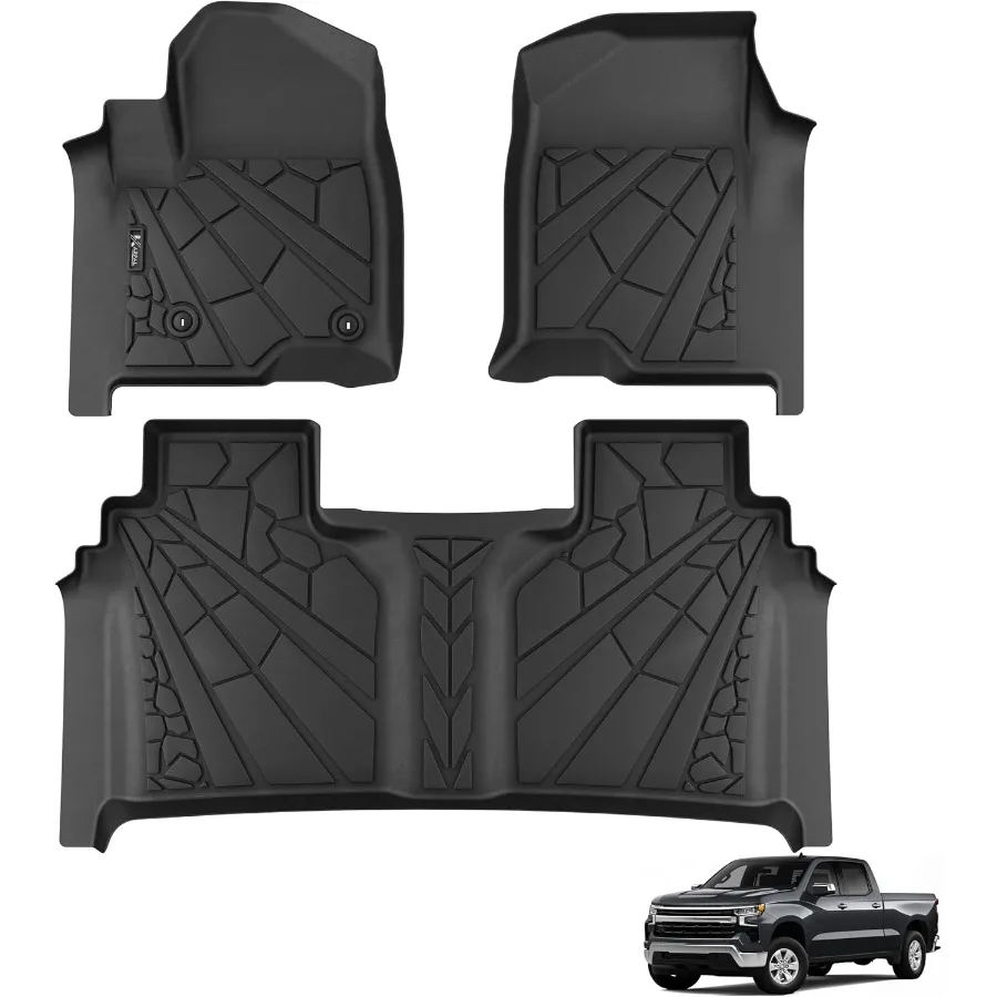 

AllWeather TPE Custom Fit Floor Liners for 20192025 Chevy Silverado and GMC Sierra 1500 Not for EV 20202025 2500HD 3500HD Crew