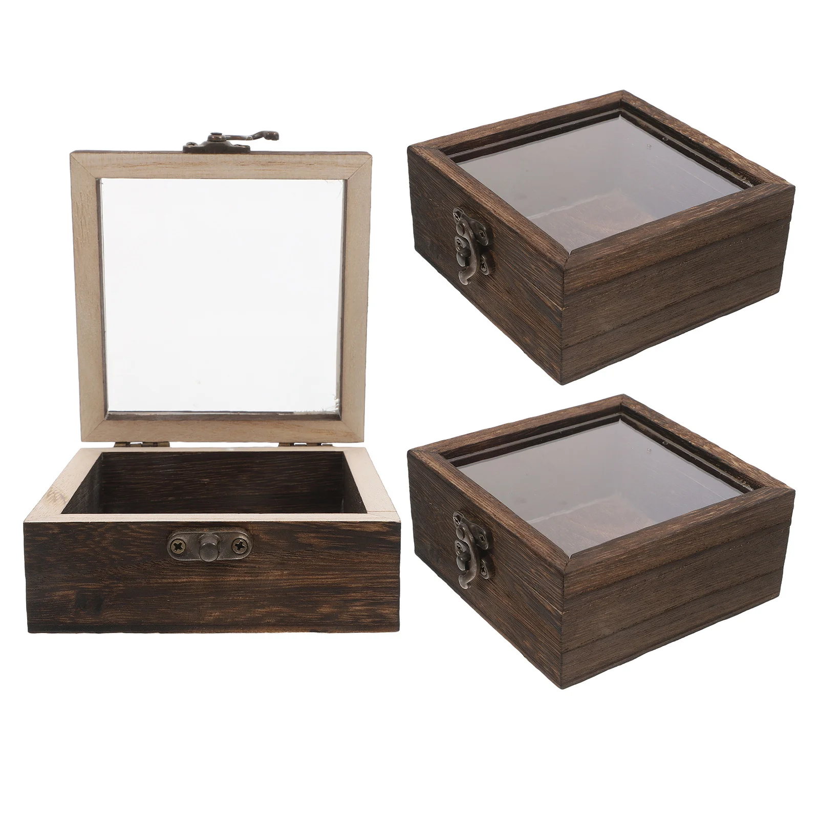 

3Pcs Butterfly Specimen Box Wood Shadow Boxes 3.93inch Clear Lid Display Case for Scientific Study Home Decor