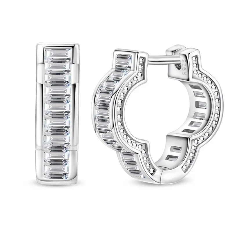 

Original 925 Sterling Silver Sparkling Flower Wreath Hoop Earrings For Women Elegant Anniversary Jewelry Gifts