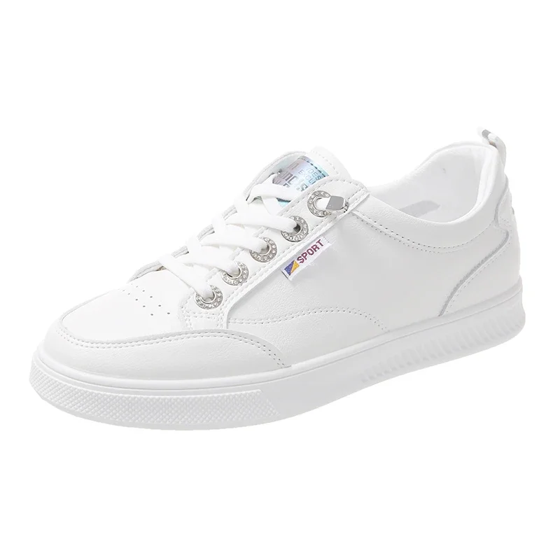 Zapatos blancos pequeños de cuero de vaca genuino para mujer, zapatos versátiles informales de fondo plano, zapatos de tablero finos para estudiantes de verano, 2024