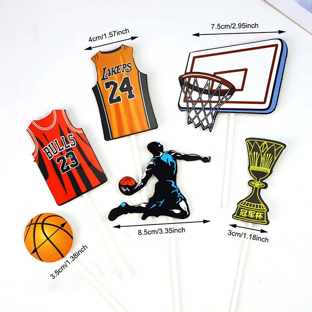 7pcs/set Basketball Theme Cake Topper Decoration Happy Birthday Cake Paper Flag Planting Party Gathering Cake Decor Accessories