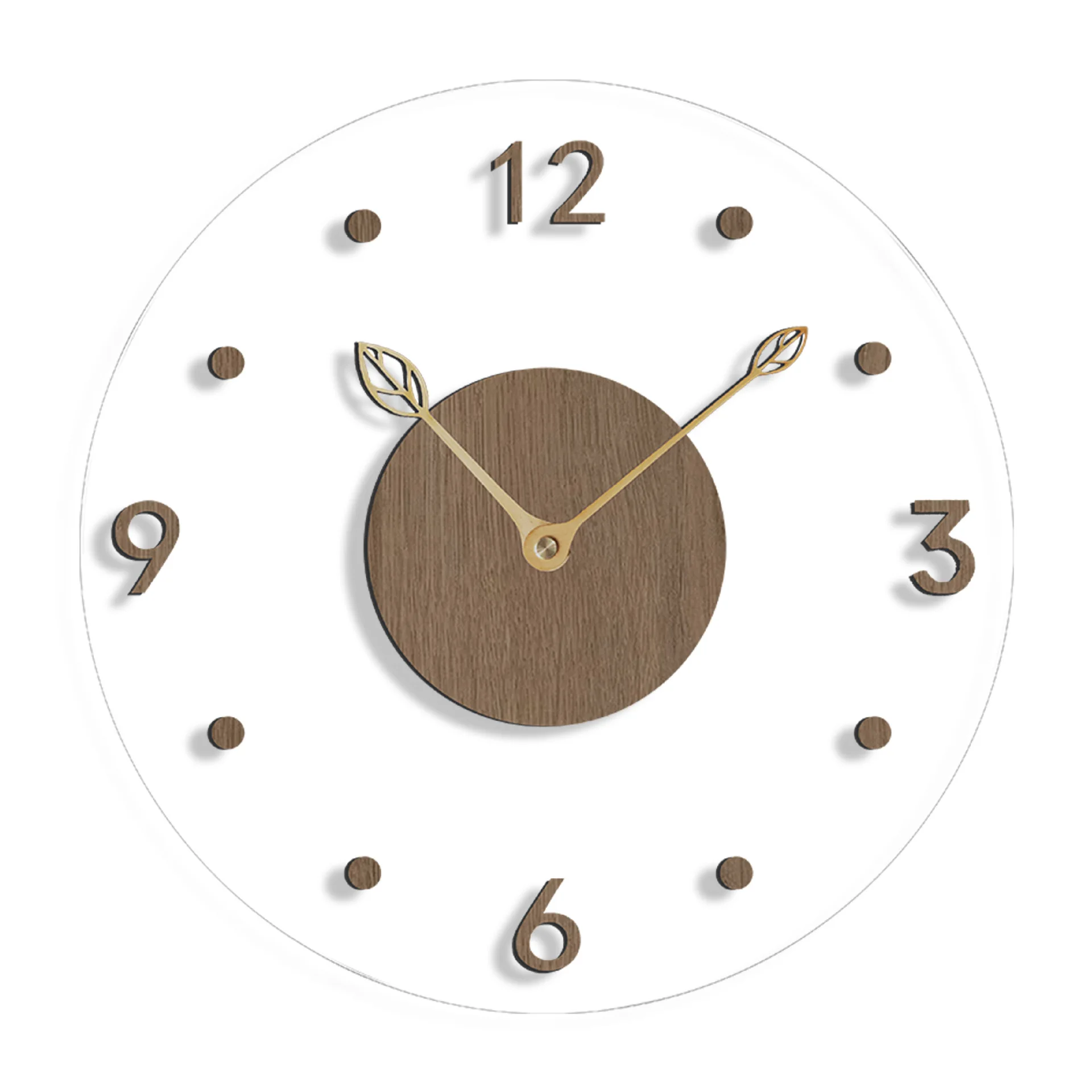 

Home Decor Clocks Hot selling walnut simple design wall clock round transparent acrylic clock modern creative decorative clock