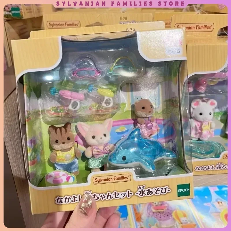 Oryginalny brelok do kluczy Sylvanian Families Clothes Sorpresa Furniture Chihuahua Figurki Houes Accesorios Family Doll Toy Water Fight