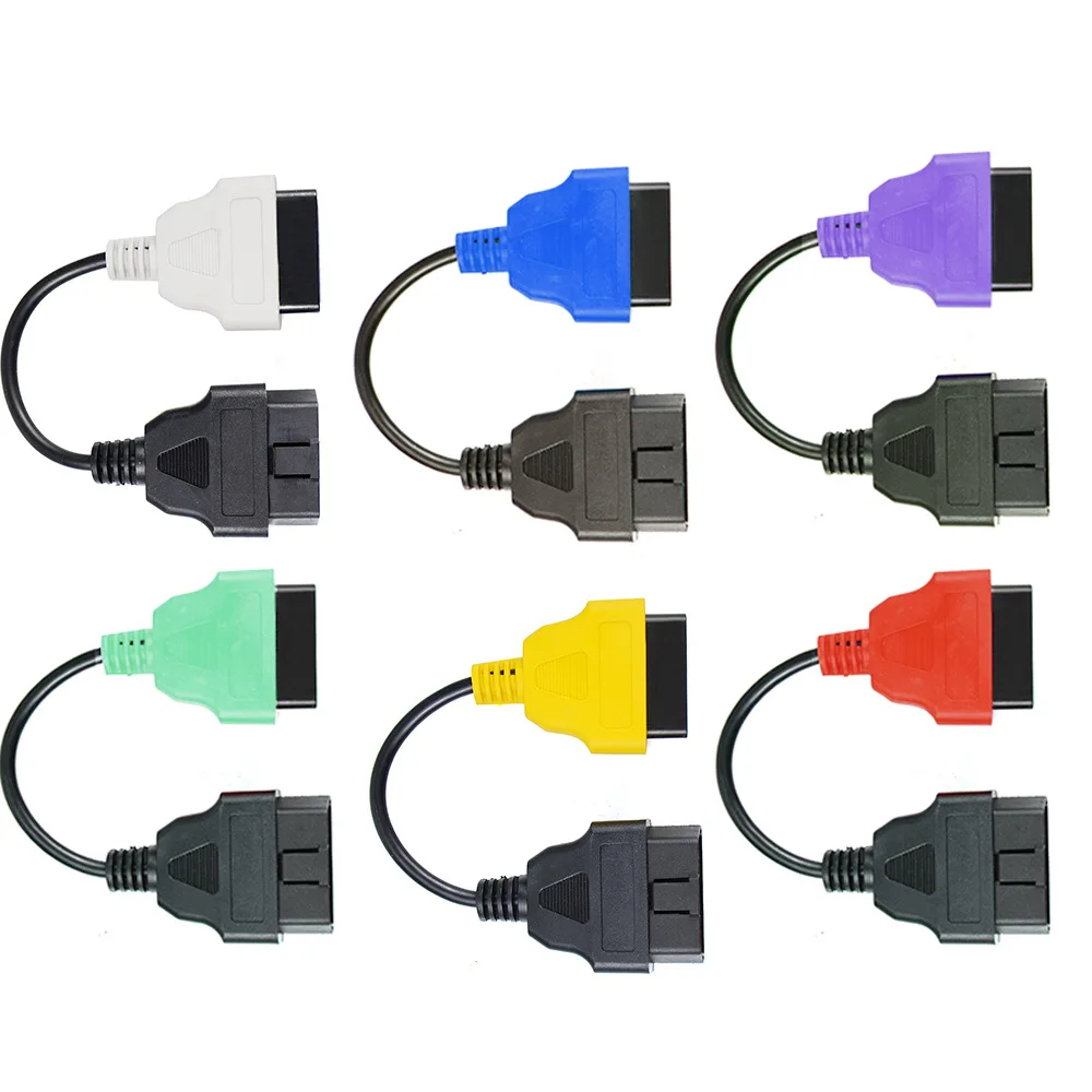 6pcs 6 Color OBD2 16Pin OBD Adapter for Fiat ECU Scannner OBD2 Connector Cable for Fiat/Alfa Romeo/Lancia ECU Scan MultiECUScan