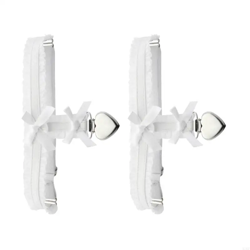 K3KF Einstellbare Spitze Strumpfband Oberschenkel Gürtel Für Strümpfe Dekorative Schleife Herz Anhänger Oberschenkel Strumpfband