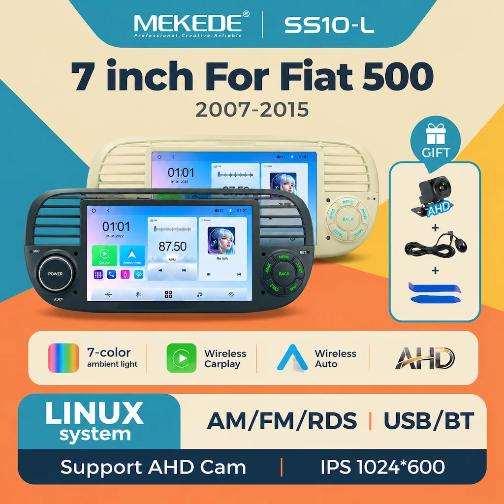 7inch Screen Linux System Car Radio For Fiat 500 2007-2015 GPS Navigation Screen MP5 Host Player Video Multimedia Player BT FM R
