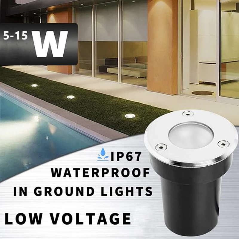 6-10 Pack AC220V LED Underground Lights 5W/10W/12W/15W Outdoor Garden Road Waterproof IP67 Buried Lamps for Landscape Lighting