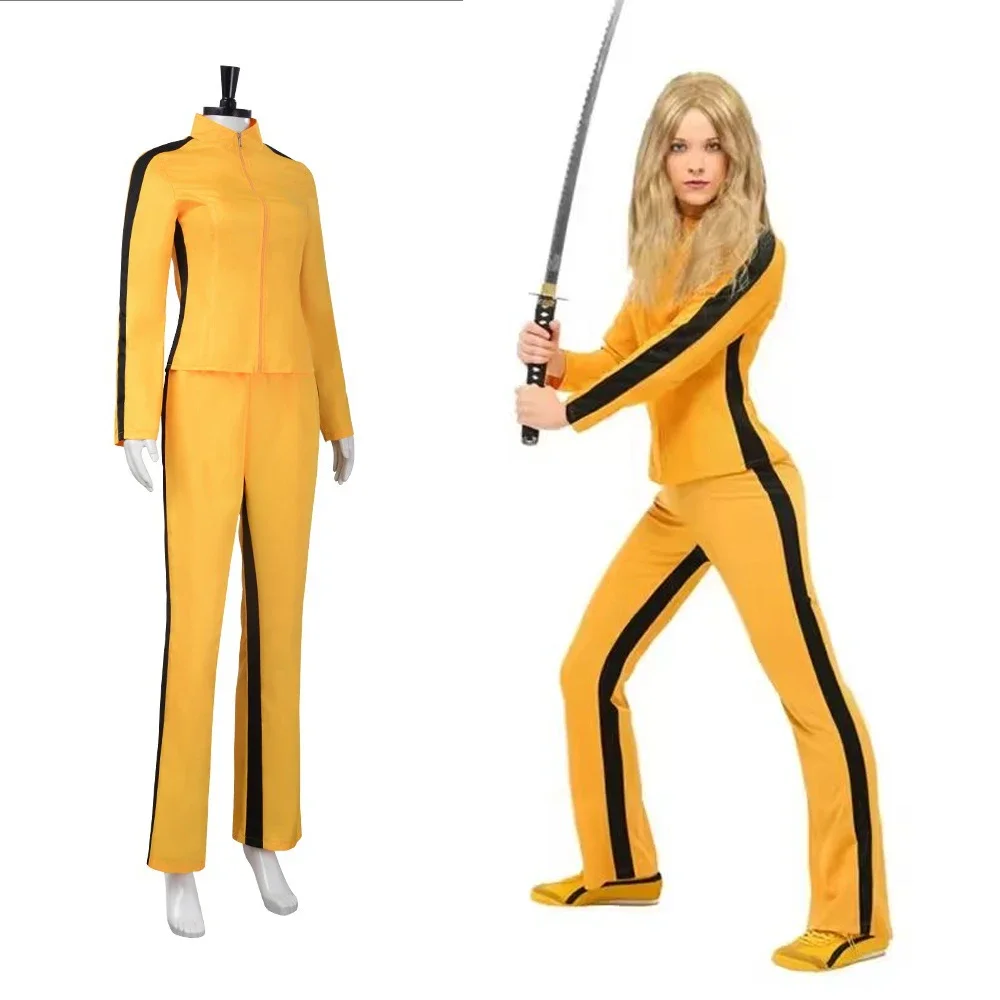 Costume Cosplay da Donna di Beatrix Kiddo (La Sposa) del Film Kill Bill, Tuta Kung Fu Gialla per Feste di Halloween