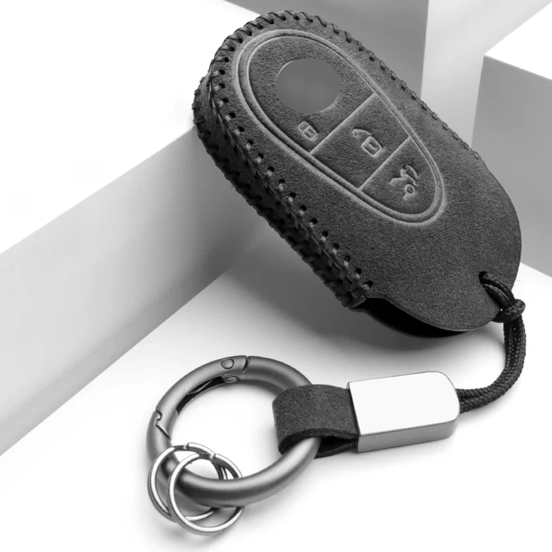 Luxury Suede Leather Key Case For Mercedes Benz C Class W206 S Class W223 S350L S400L S450L S500L 2022 Car Key Case Cover Fob