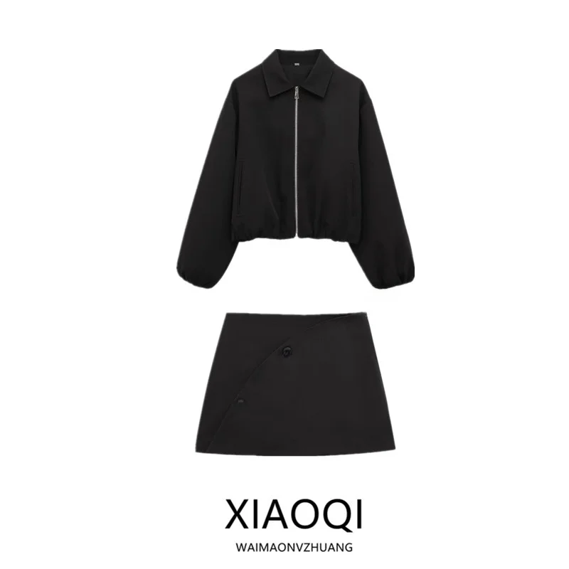 Printemps 2025 femmes Faion ort Jaet manteau col montant volants ourlet nouveauté Ele Sli vêtements de travail décontractés