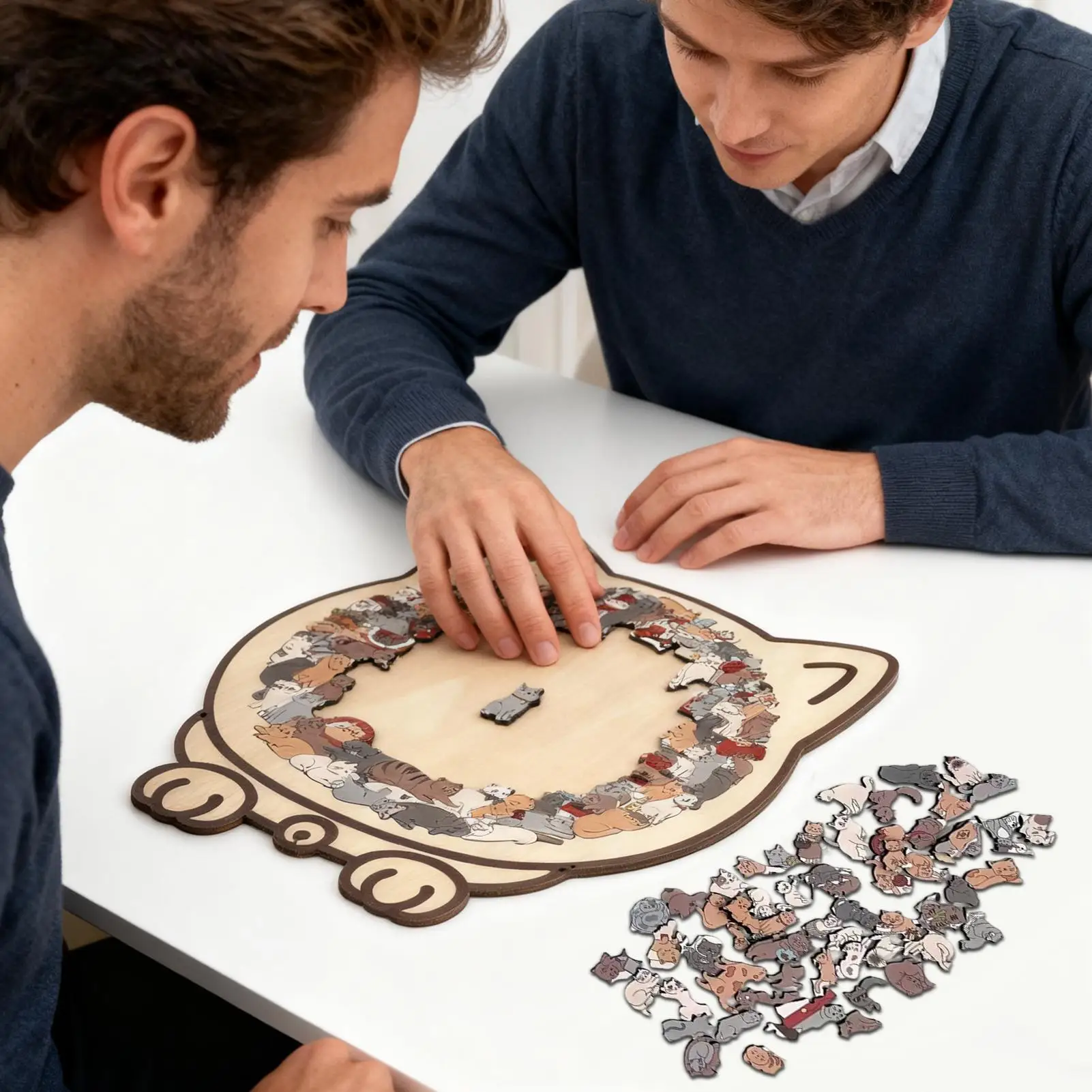 135 Piece Wooden Cat Jigsaw Puzzle Premium Precision Cut Challenging Game for Adult Kids Cat Lovers Holiday Christmas Gifts