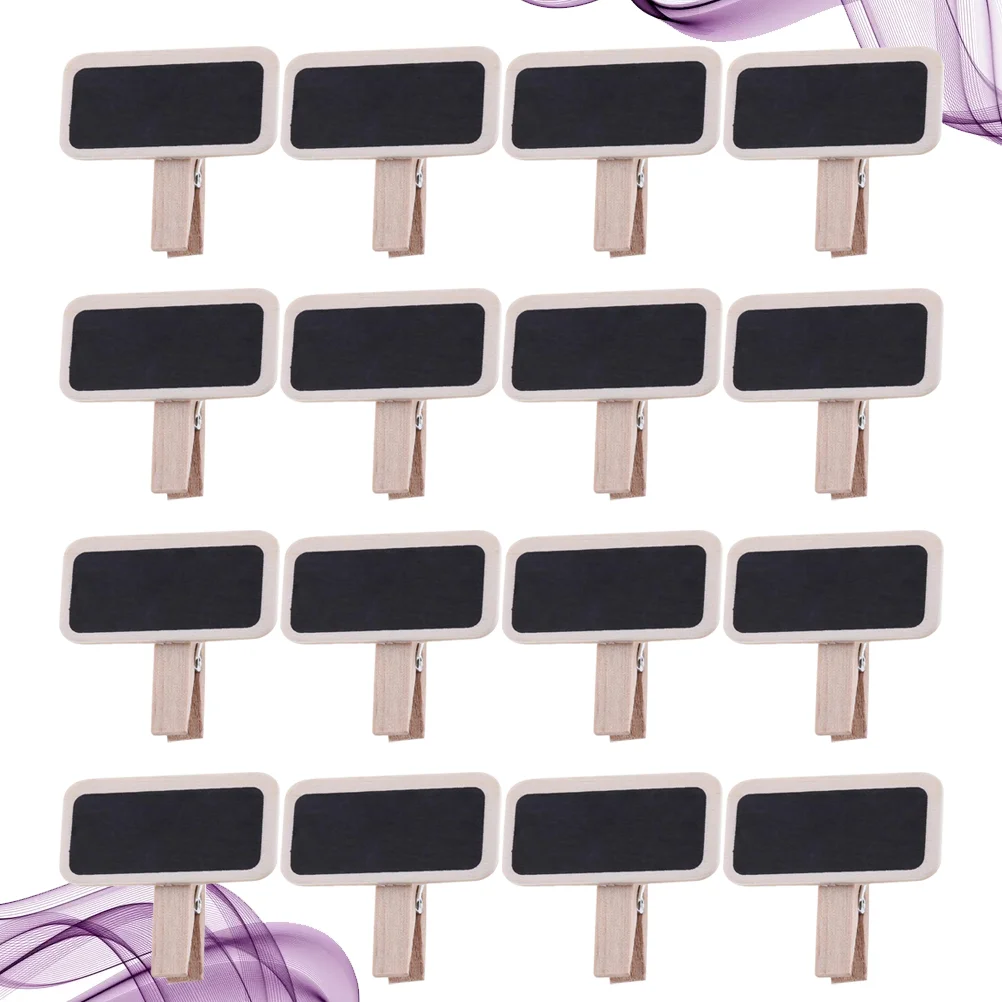 50pcs Small Chalkboard Wooden Clips Rectangular Memo Clamps Blackboard Message Board Photo Clip Small blackboard