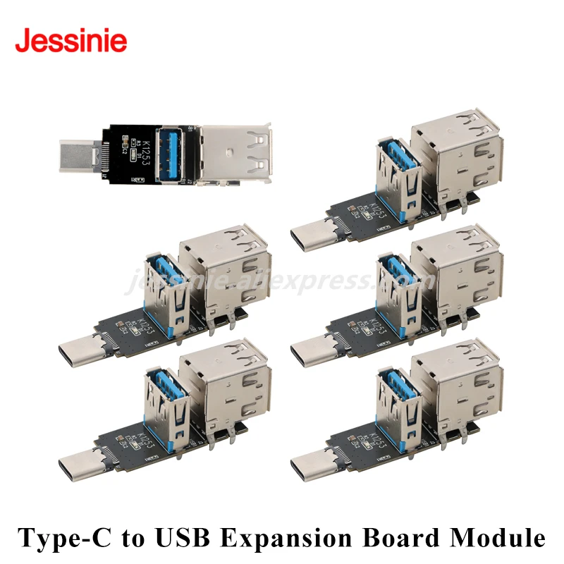 5pcs/1pc Type-C to 1-Port USB3.0 2-Port USB2.0 Expansion Module HUB Multi-Port Conversion Splitter Board TypeC Turn USB-A