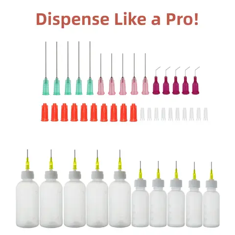 Dispensers Applicator Kit Plastic Squeezes Bottles Dropping Tube Nozzle and Blunt Tip Needle Etc Works for Liquid Glue and Ink