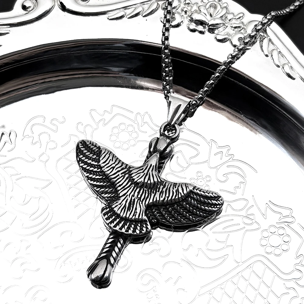 

India Eagle Cross Chain For Women Men Stainless Steel Black Religion Male Punk Wing Nordic Vintage Necklace Jewelry Gifts