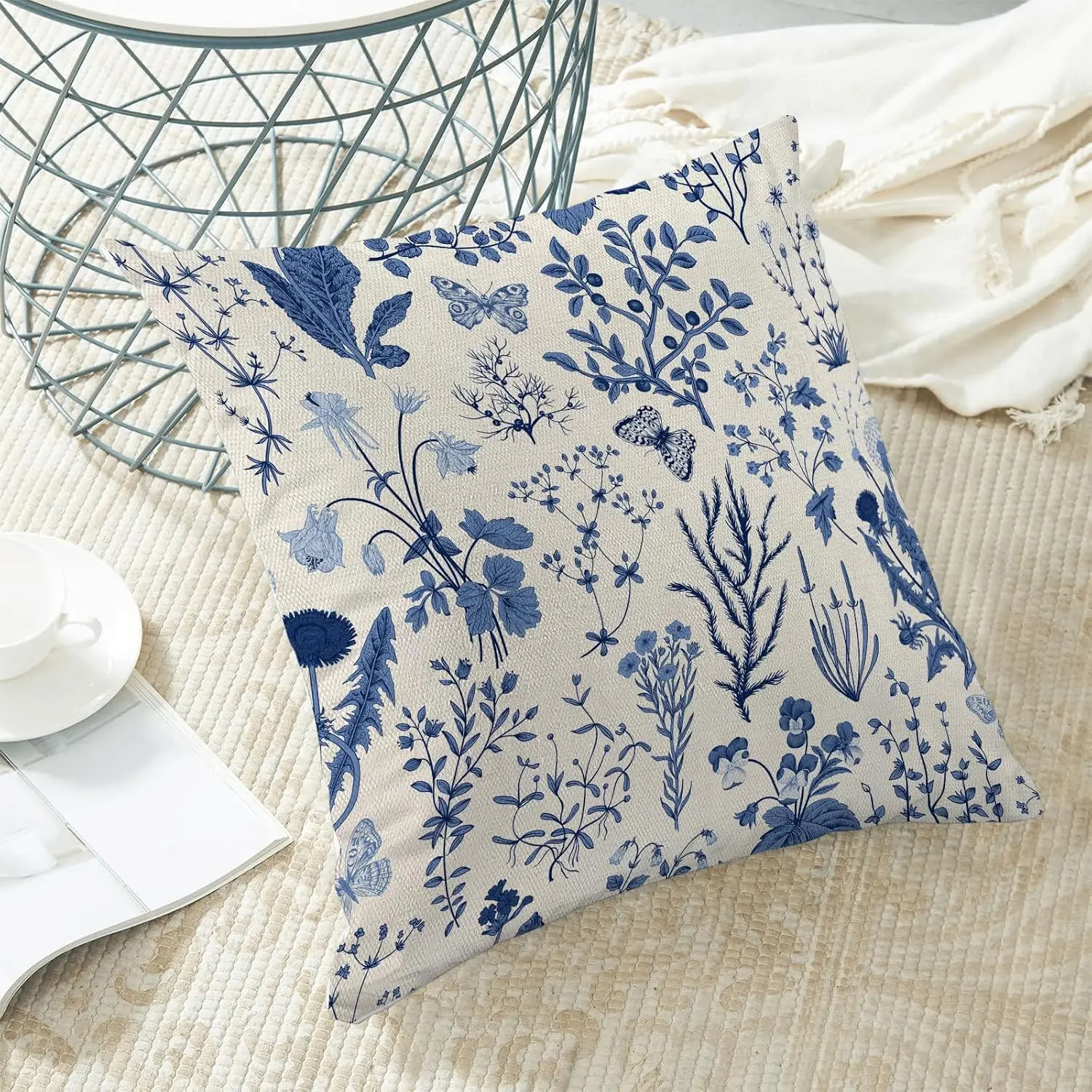 

45X45cm Flower and Plant Throw Pillow Cover Against Pillowcase Countryside Floral Cushion Cover Home Bedroom Sofa Decoration