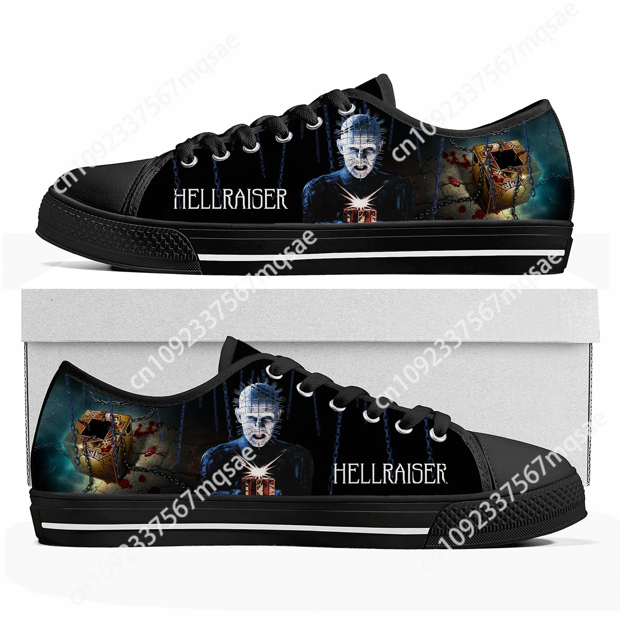 

Hellraiser Movie Pinhead Horror Halloween Low Top Sneakers Mens Womens Teenager Canvas Sneaker Quality Couple Shoes Custom Shoe