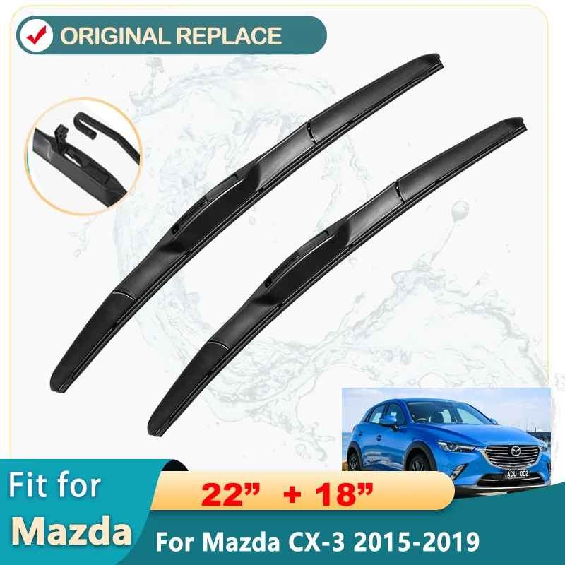 

For Mazda CX-3 2015 2016 2017 2018 2019 CX3 CX 3 DK Accessories Car Front Windscreen Wiper Blades Brushes Cutter U Type J Hook