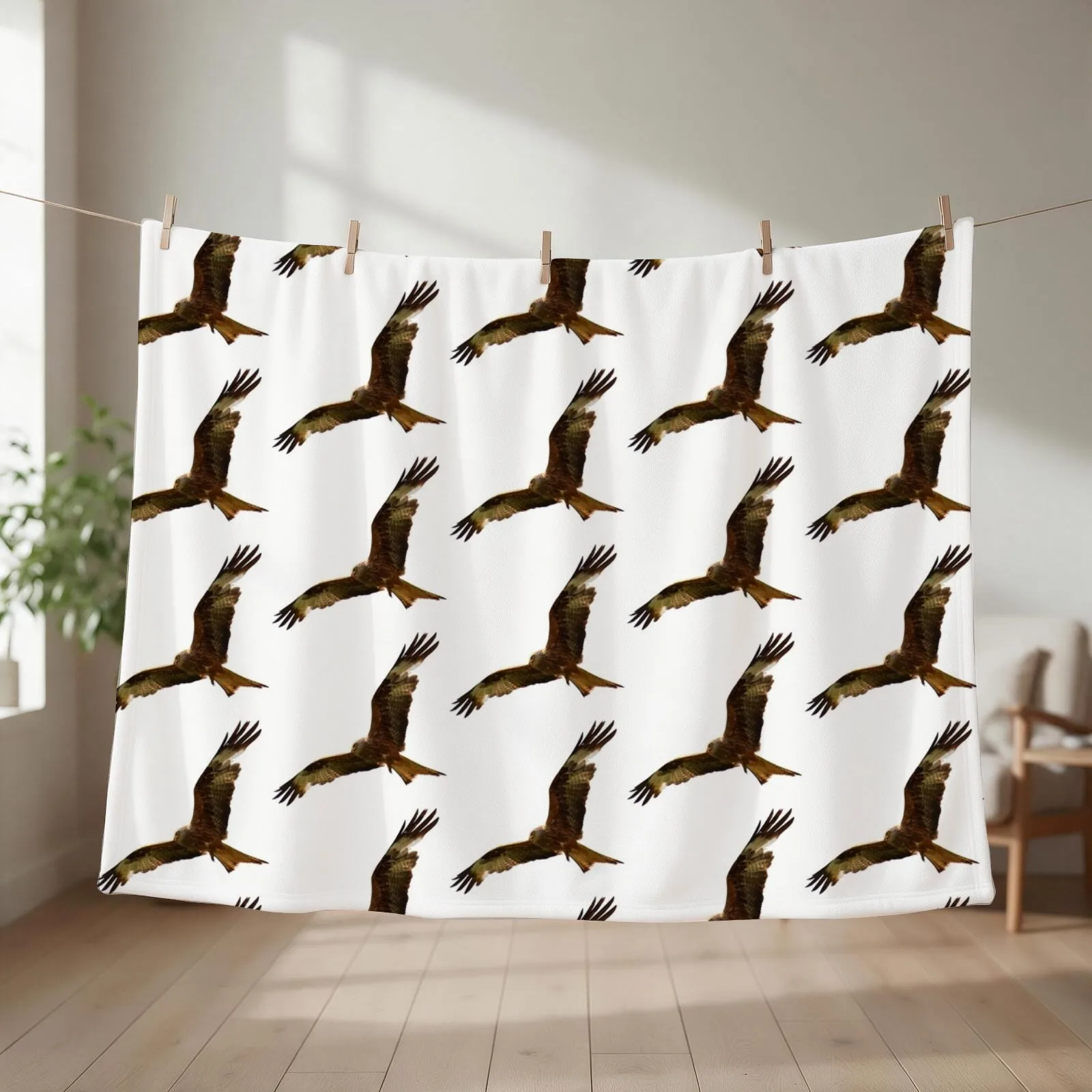 Red Kite in Search of Prey Throw Blanket couch cozy soft plush fuzzy picnic outdoor blanket