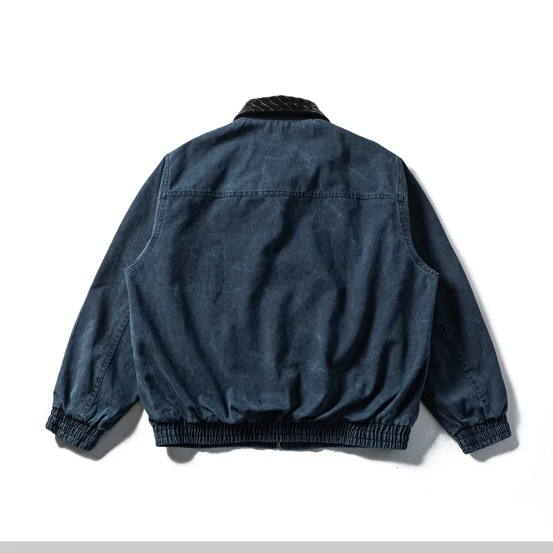 Spring and Autumn American Retro Deconstructed Water Washed workwear Collar Jacket