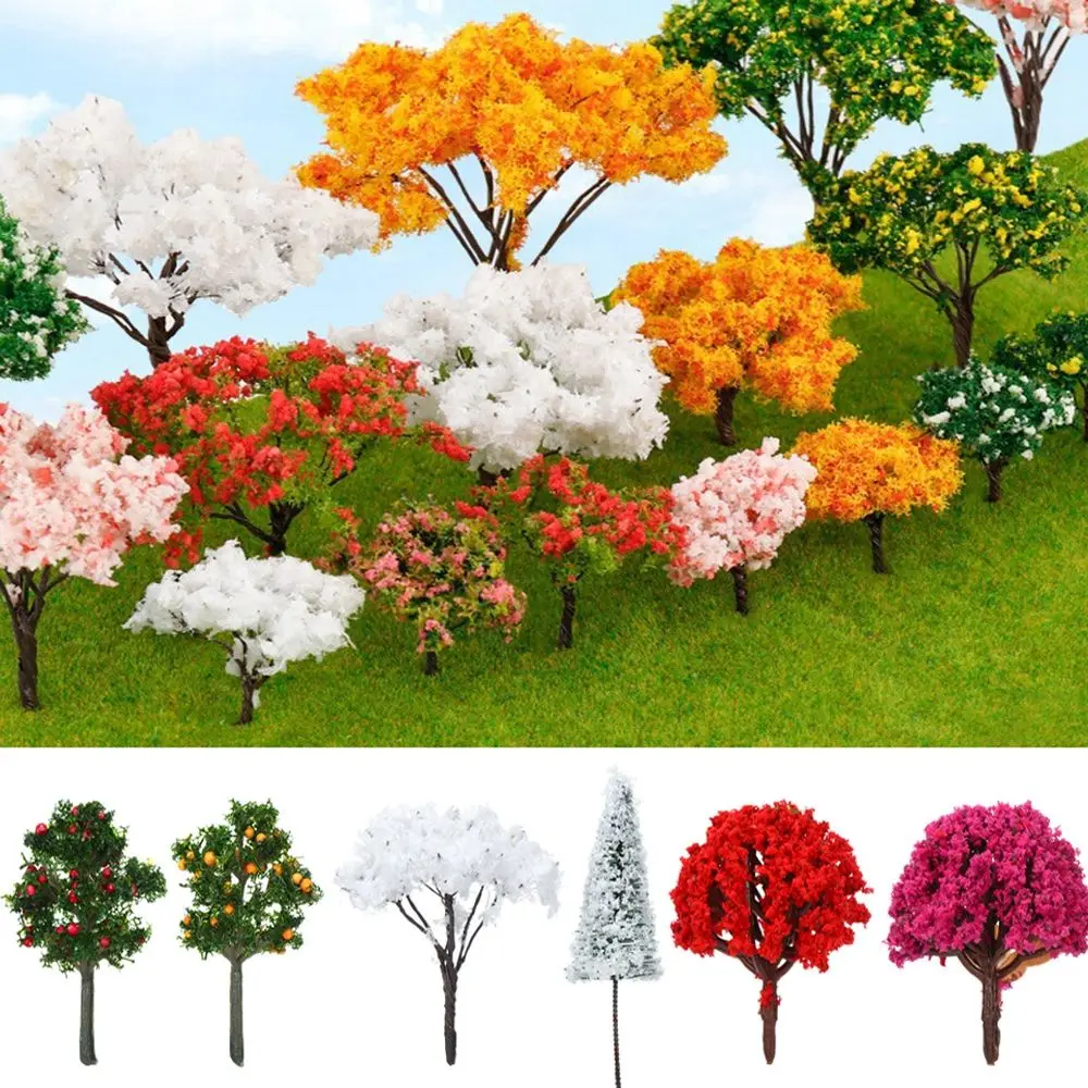 Plastic Model Train Building Landscape Accessories Railroad Decoration Miniature Flower Tree Artificial Scenery Trees