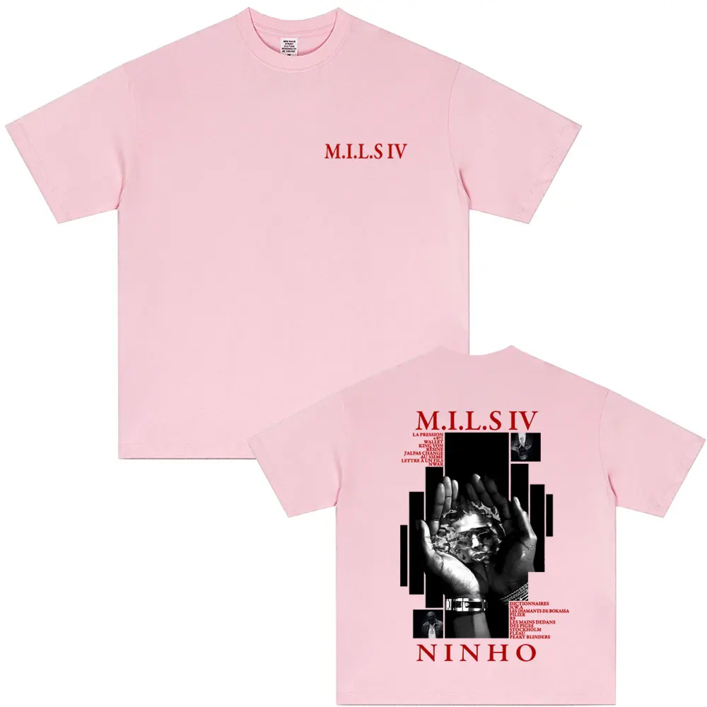 Rapper Ninho MILS 4 Album Grafik T-Shirt Herren Mode Übergroßes Streetwear Unisex Hip-Hop Pop Musik T-Shirt Herren Baumwoll-Oberteil – Detail 7
