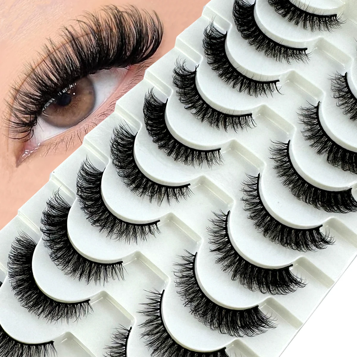 HBZGTLAD 7/10 pairs 3D Mink Lashes Faux Mink Fluffy Lash Soft Full Thick Wispy Eyelash Dramatic False Eyelashes Makeup
