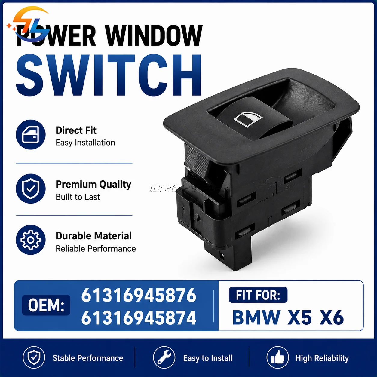 For BMW X5 X6 E70 E71 E72 E87 E89 E90 E91 E92 E93 Window Control Switch Passenger Lifter Button 61316945876 61316945874