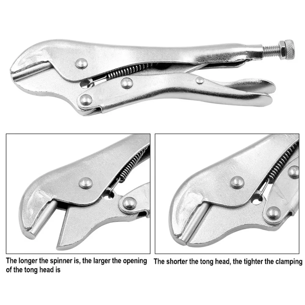 45 Steel Pinch Off Plier Curved Jaw 7mm Locking Pliers Tension Spring Knurled Adjusting Nut Pipe Sealing Lock Tool