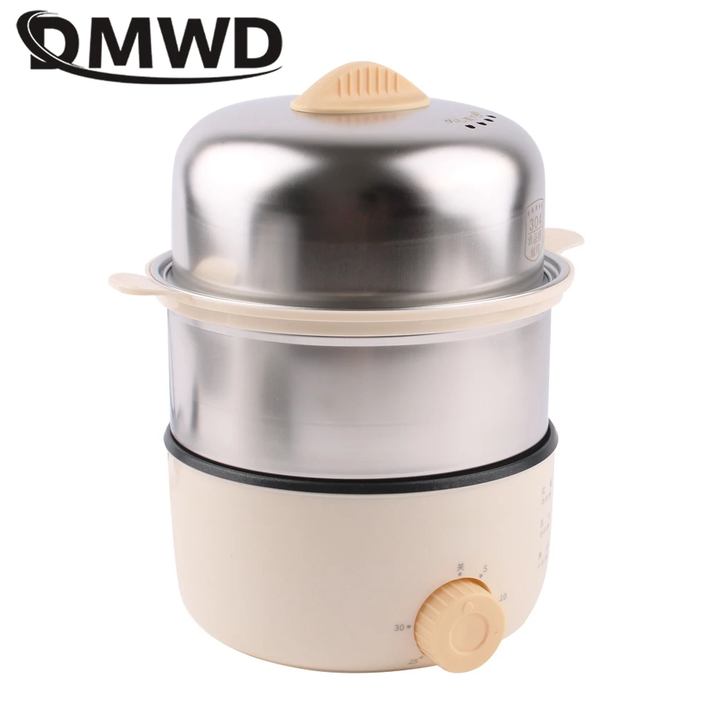 DMWD 2 Layer Multifunctional Egg Cooker Egg Custard Steamer 304 Stainless Steel Omelettes Machine Food Heater Crepe Maker 220V