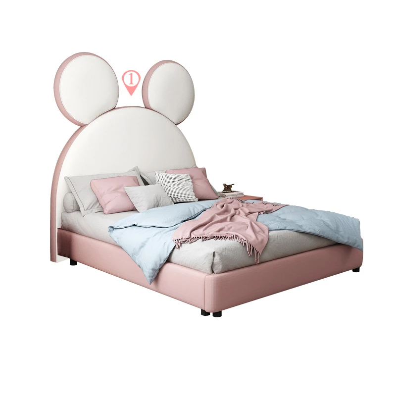 

Hot Selling Modern Kid Bedroom Leather Cat Crib Girl Princess Crib Girl Fantasy Castle for Children Bed Furniture Set