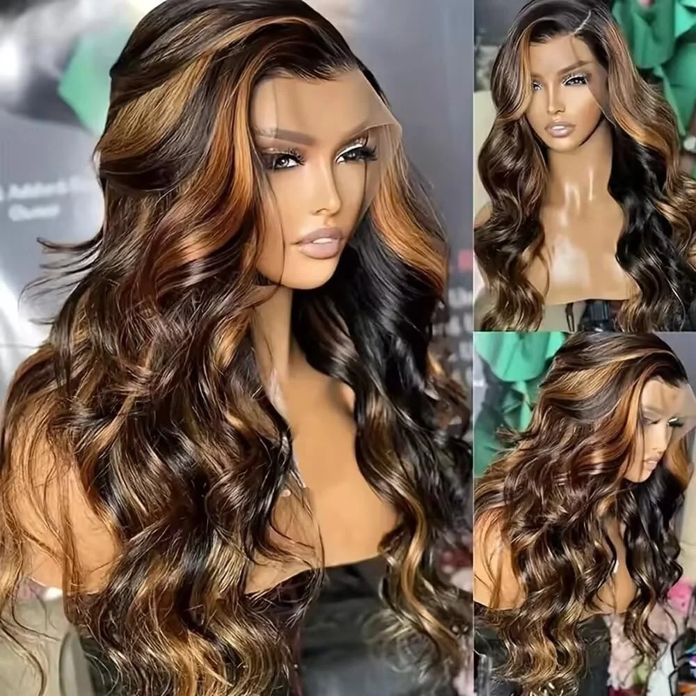 1B30-Peluca de cabello humano ondulado con malla Frontal, postizo de encaje transparente con densidad de 200, 13x6