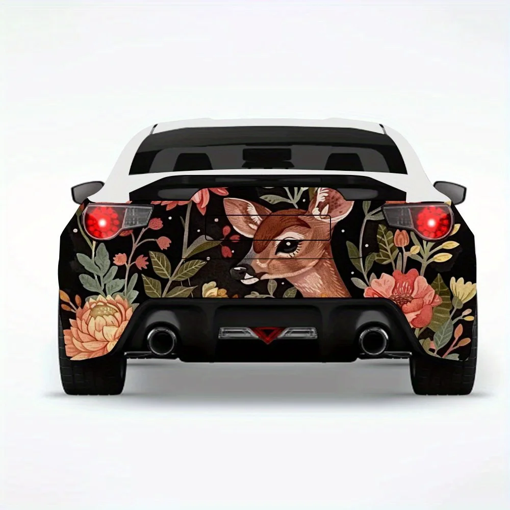 

Deer Flower Nature Car StickerVinyl Decal for Car Rear, Waterproof Self-Adhesive Vinyl Stickers for Vehicle Tail & Bumper, Decor
