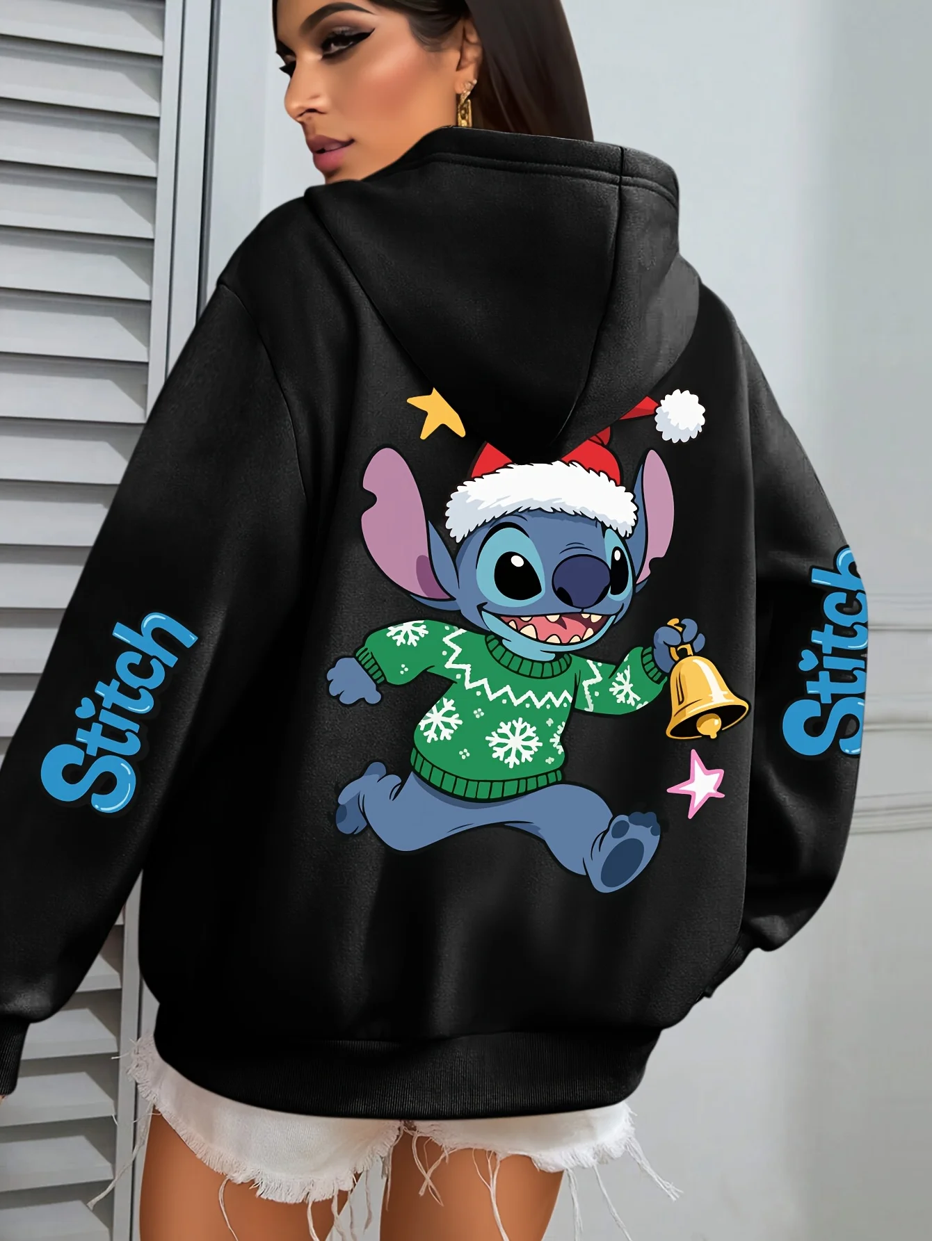 

Women Disney Stitch Christmas Hoodies Oversized Streetwear Unisex Sweatshirts Autumn and Winter Fleece Casual Versatile