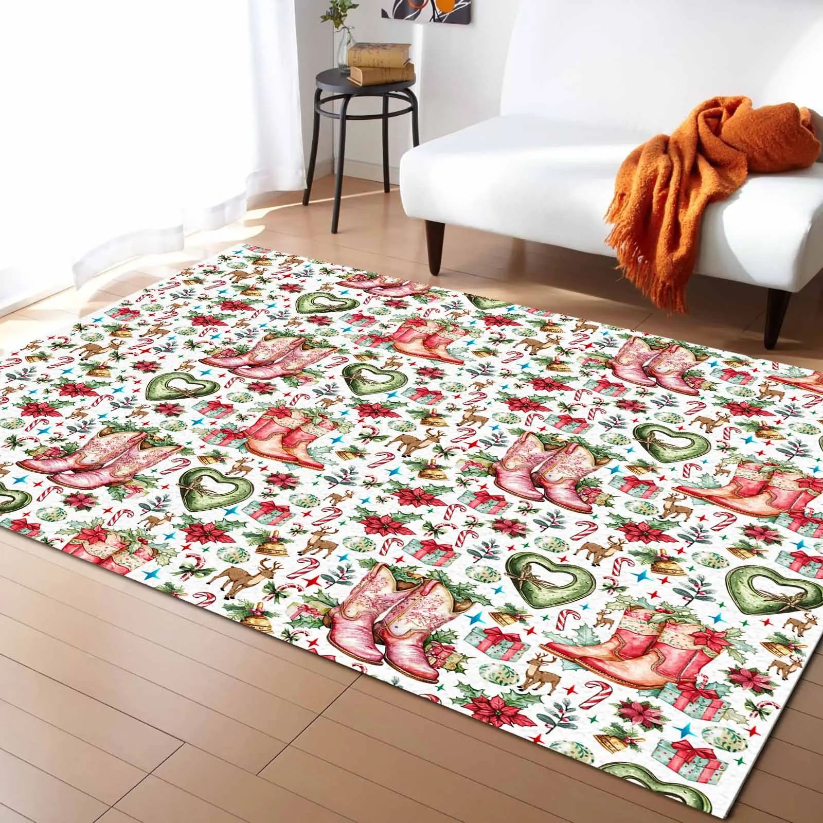 Christmas Winter Boots Plant Gift Living Room Floor Mat Children's Room Bedroom Bedside Carpet Kitchen Door Mat