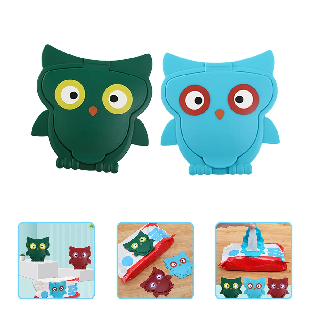 2 Stück Feuchttücher-Deckel, Cartoon-Eulenform, Mini-Größe, langlebiges PP-Material, einfach zu öffnen und schließen für Tücher, Tissue-Zubehör
