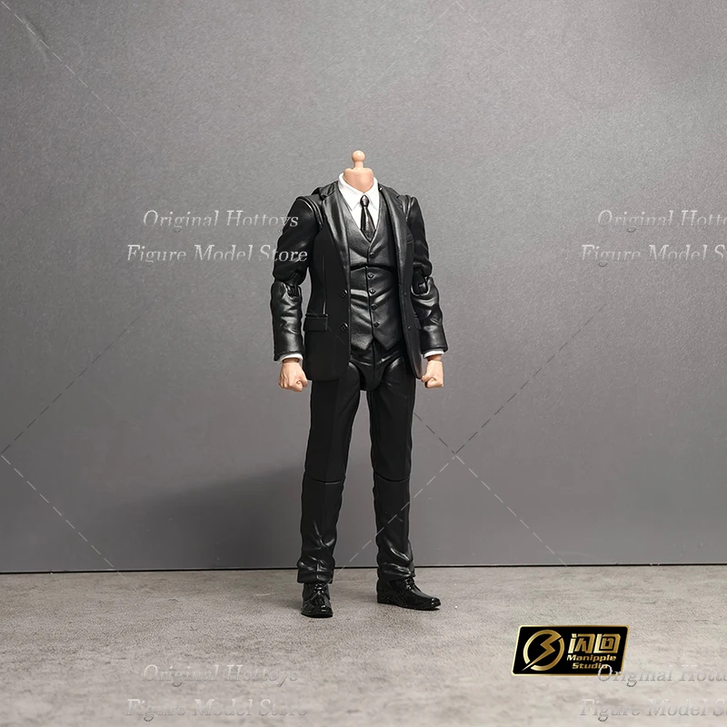 En Stock Manipple Studio, accesorio de cuerpo de soldado masculino a escala 1/12, versión de traje negro, cabeza de modelo de figura de acción de 6 pulgadas