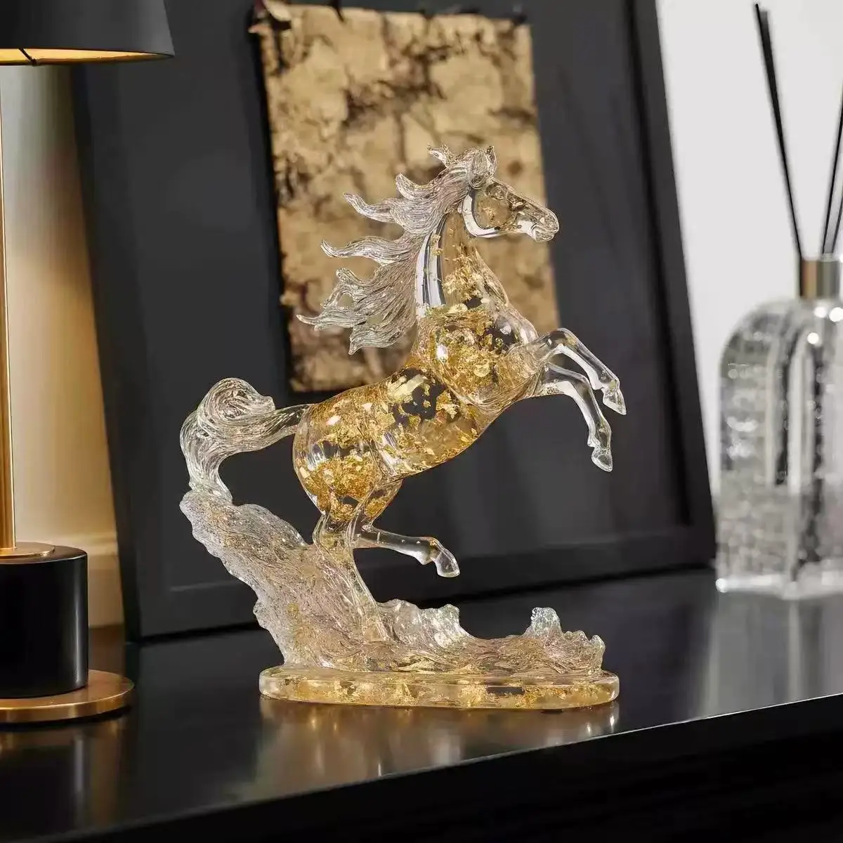 Handmade Transparent Glass Pegasus Ornament Creative and Exquisite Suitable home living room Bedroom Study Tea Room Home Decor
