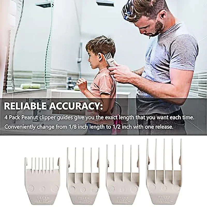 مجموعة من 4 قطع من أدلة تشذيب الفول السوداني مناسبة لأدوات تشذيب الفول السوداني الاحترافية Wahl 8685، 8655، 8035، 8685-1401 8663