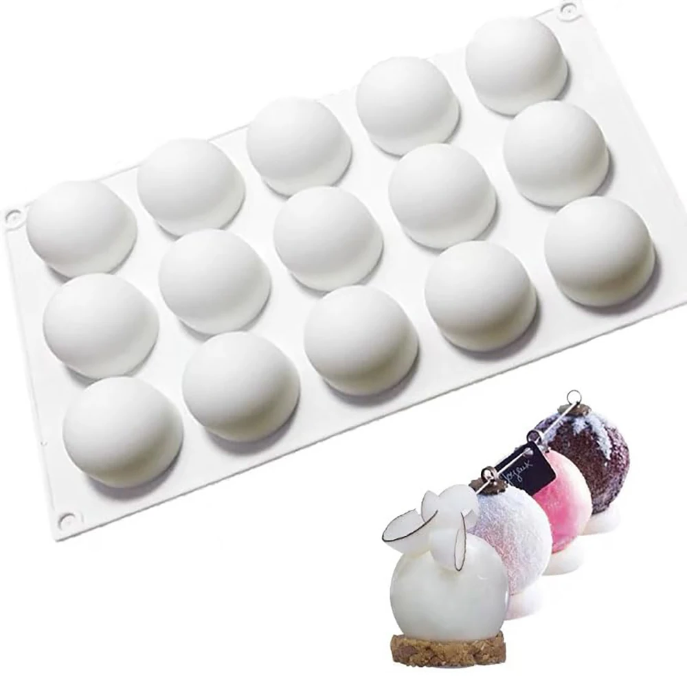 15-Cavity Truffle Ball Silicone Mold Non-Stick Easy Release Mousse Cake Mould Candy Chocolate Ice Cream Baking Decoration Tool