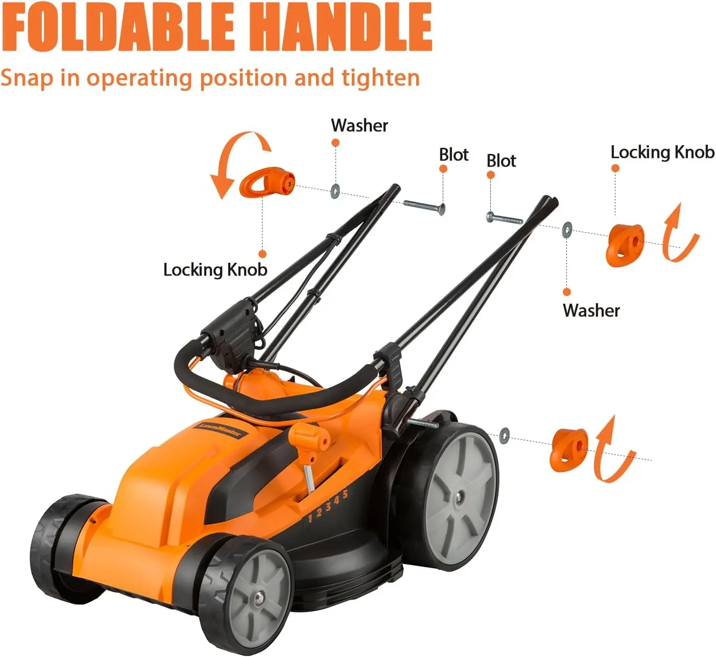 MEB1216K Elektrischer Rasenmäher, 16 Zoll, 12 A