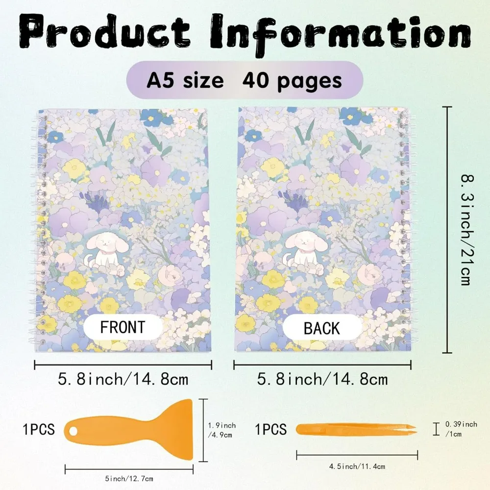 Reusable Sticker Storage Book Collecting Album A5 with Tweezer Scraper Blank Stickers Keeper Holder Organizer 40 Sheets Release