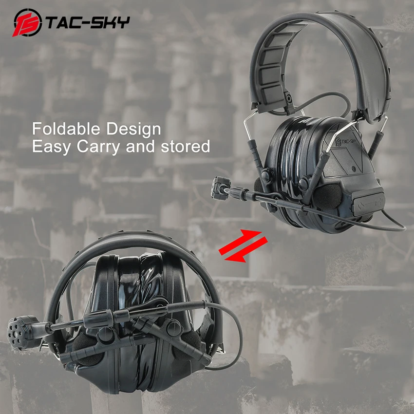 TS TAC-SKY Tactical Hunting Shooting Game C5 PRO 2.0 Upgraded Headset, with Detachable Headphone Plug and Hunting Cable