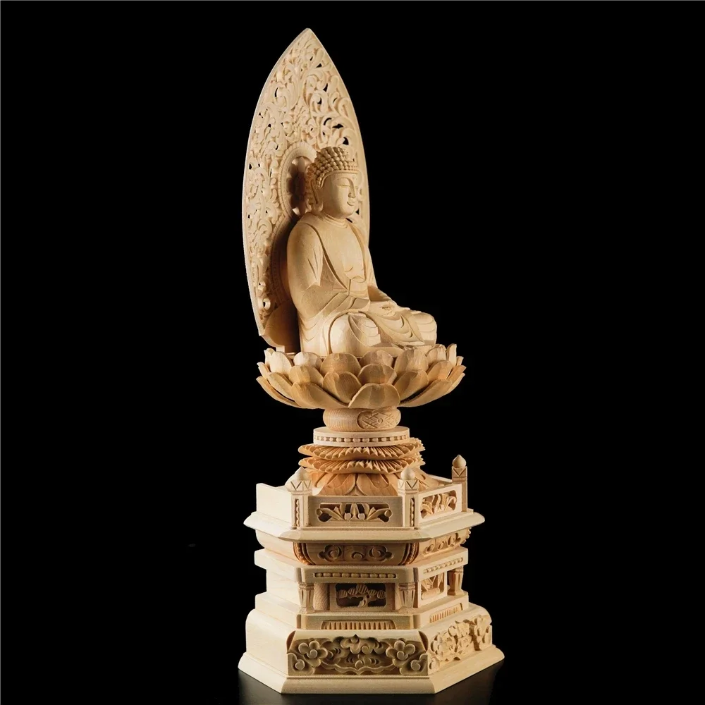 Amitabha Buddha Wooden Hand Sculpture Buddha Statue Kai Guang Feng Shui Collection