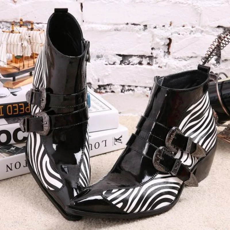 

High Top 5cm Boots Genuine Cow Leather Fashion Men's Quality Height Ankle Increased Shoes Men Winter Zip Pointed Toe Boots