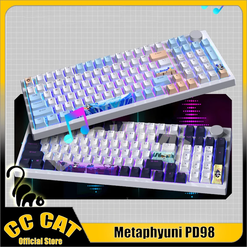 

Metaphyuni PD98 Jungle Panda Mechanical Keyboard 3Mode 2.4G/ USB/Bluetooth Wireless Keyboard PBT Keycap Gaming Keyboard RGB Gift