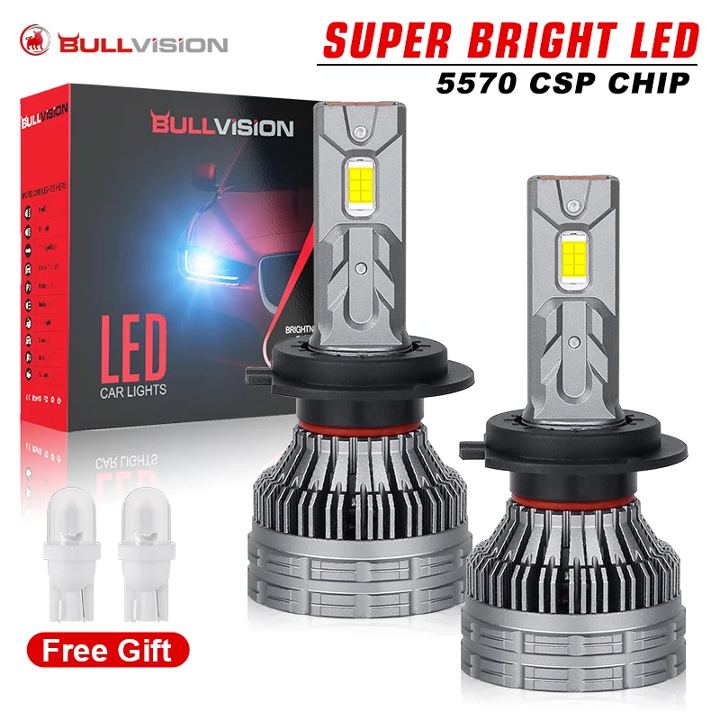 BULLVISION H7 LED Headlight 30000LM CSP Chip LED H4 Canbus H1 H9 H11 9005 HB3 9006 HB4 120W 6500K Auto Headlamp Fog Light Bulbs