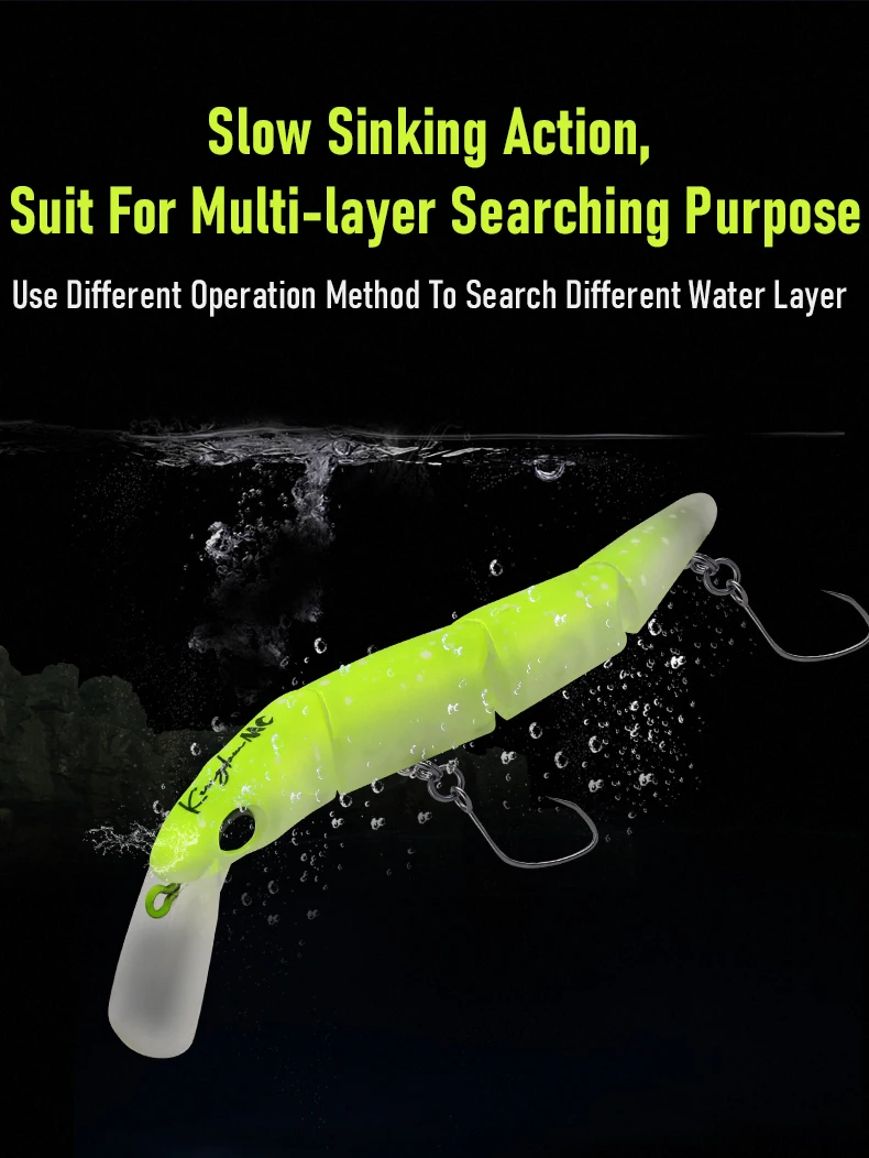 Kingdom Jointed Minnow Köder 70mm 4,3g Sinkend 4-teilig Harte Wobbler Kunstköder für Süßwasser-Forellen- und Barsch-Angeln – Detail 5